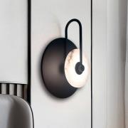 LED wandlamp Samira, zwart, Ø 25 cm, kunststeen/metaal