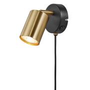 Nordlux Explore - wandlamp met schakelaar -  Ø 8 x 14,5 cm - goud met ...