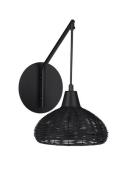Nova Luce Fado - wandlamp - Ø 20,5 x 40 cm - rotan zwart